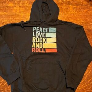Peace Love Rock and Roll Black Hoodie